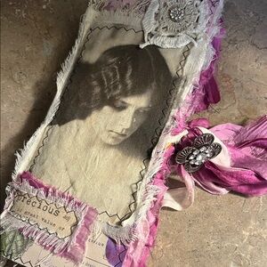 Vintage-Inspired Fabric covered Journal with Pink Accents